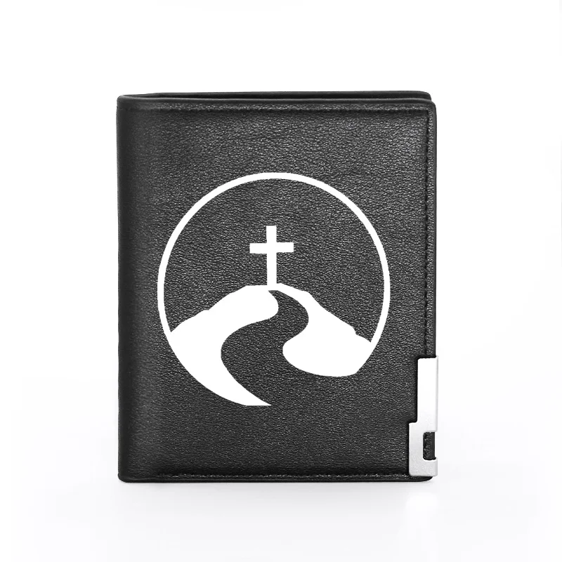 

Men Wallet Leather Way Of The Cross Printing Billfold Slim Credit Card/ID Holders Inserts Money Bag Male Pocket Short Purses