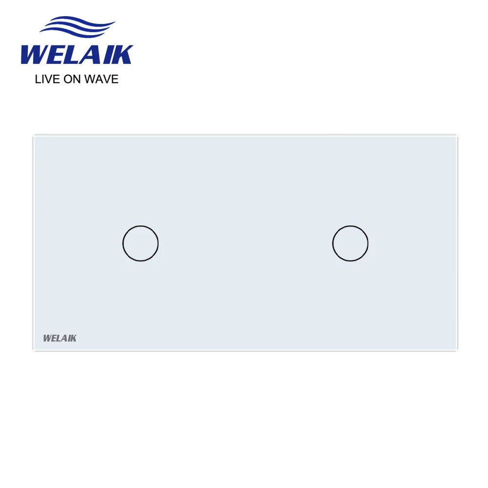 EU 2Frame 151*80mm 1Gang LED Light Wall Touch Switch White Crystal Tempered Glass Panel Only DIY Parts A2911W1 smart wall switch wall touch switch socket light switch cover switch glass panel