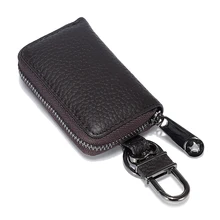 Мужские и женские кошельки из натуральной кожи для автомобильных ключей, органайзер для ключей, брелок на молнии, чехол для ключей, сумка, кошелек