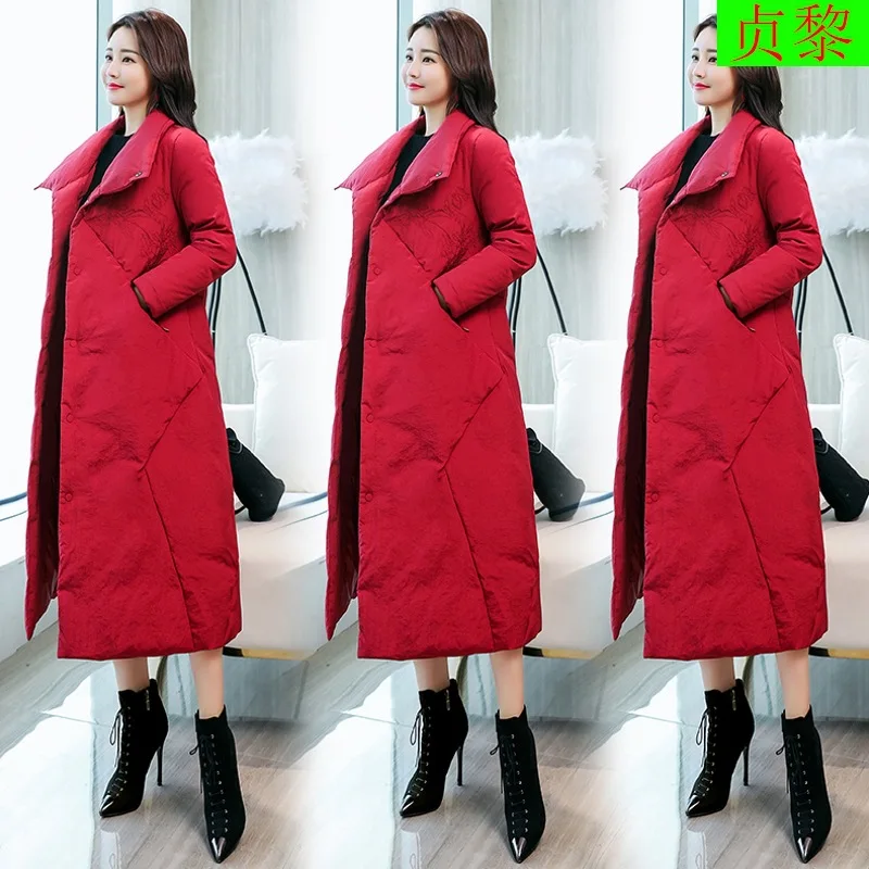 

China Ethnic-Style Embroidered Cotton-padded Clothes Women's Long 2018 Winter New Style Slim Fit down Jacket Cotton-padded Cloth
