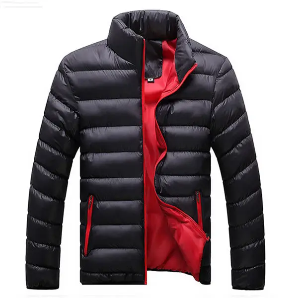 Зимние куртки, парка для мужчин, модная Осенняя теплая верхняя одежда, фирменные облегающие мужские пальто, повседневные ветровки, куртки для мужчин, M-4XL - Цвет: Black-red