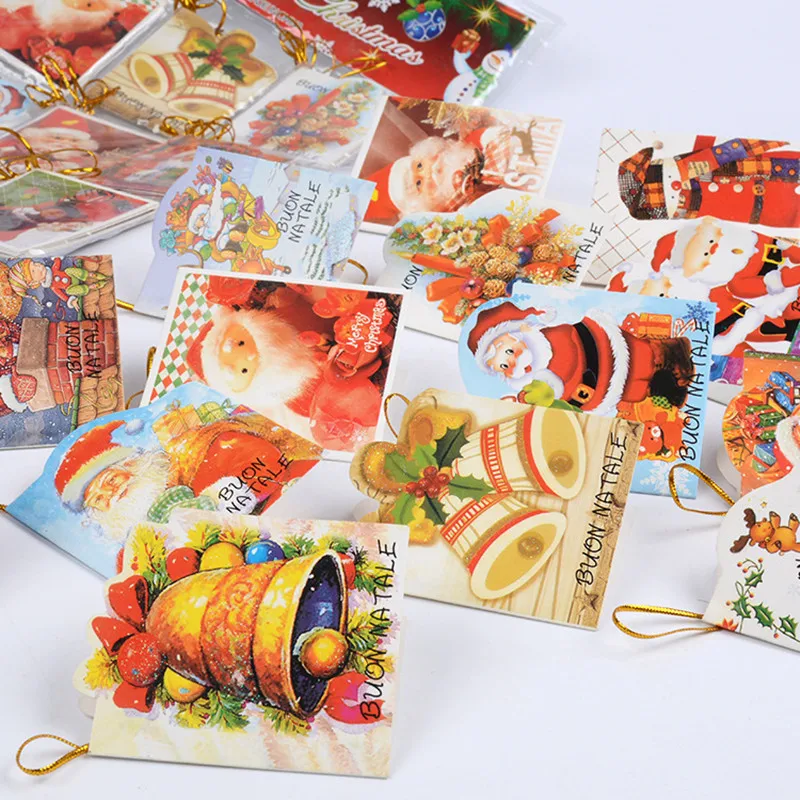 

20pcs New Year 2020 Mini Greeting Cards Message Card Christmas Tree Decorations for Home Hanging Ornaments Adornos De Navidad