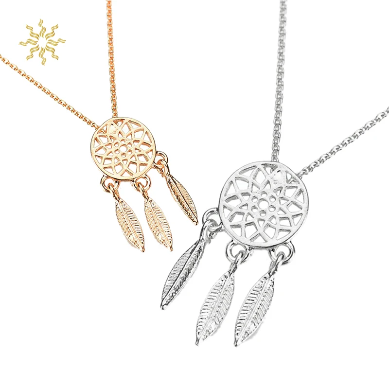 2020 New European and American Hand Hot Catching Dream Catcher Feather Clavicle Necklace Ladies Creative Personality Hollow Neck | Украшения