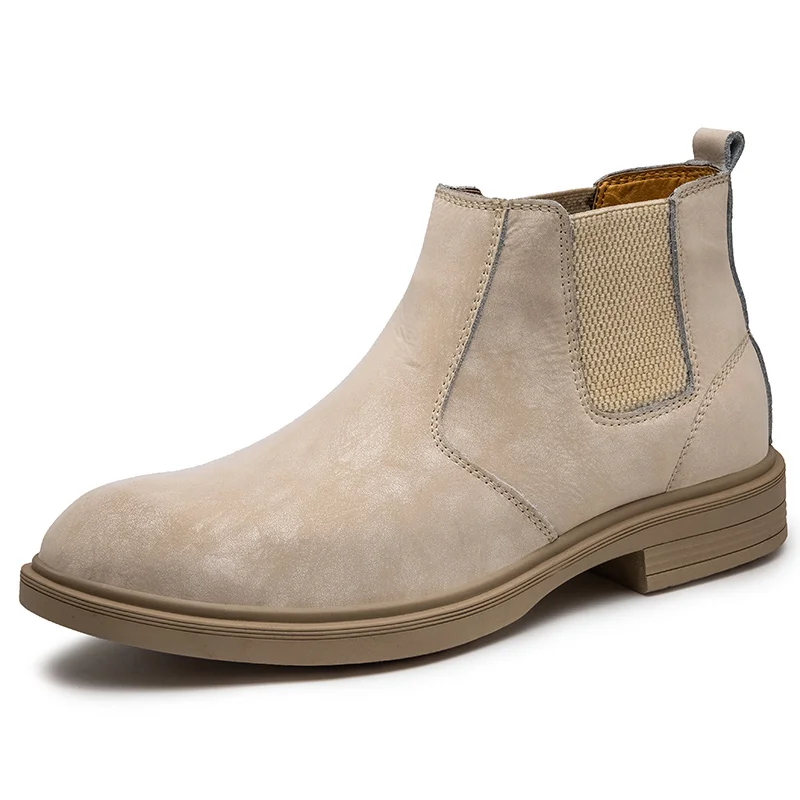 

2020 Autumn Winter plush warm genuine leather men boots all season work shoes man ankle boot with fur Outdoor Chelsea boots