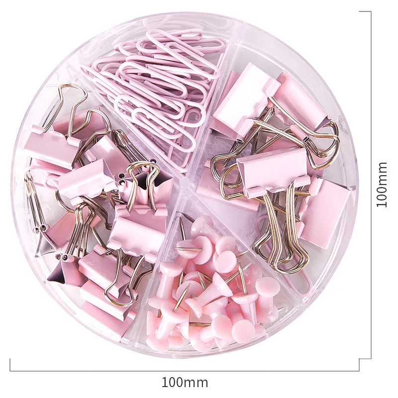 light pink 72/коробка, металлические скрепки для бумаги, канцелярские принадлежности для переплета, школьные маркировочные зажимы, комбинированный набор - Цвет: light pink