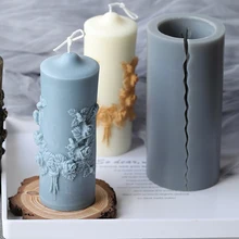 Blume Geschnitzte Zylindrischen Kerze Form Duft Kerze, Der Hand-made Diy Harz Lehm Seife Schokolade Fondant Mold Home Decor