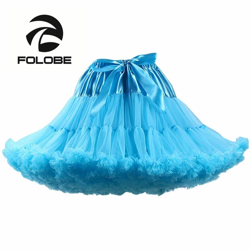 FOLOBE Ballet Skirt Sky Blue Tulle Tutu Petticoat Ball Gown Women's Stage Performance Adult Faldas TT004 | Женская одежда