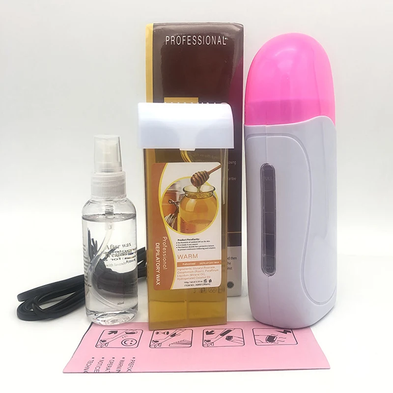 Hair Removal Set Mini Depilatory Heater 100g Wax Block Machine Hot
