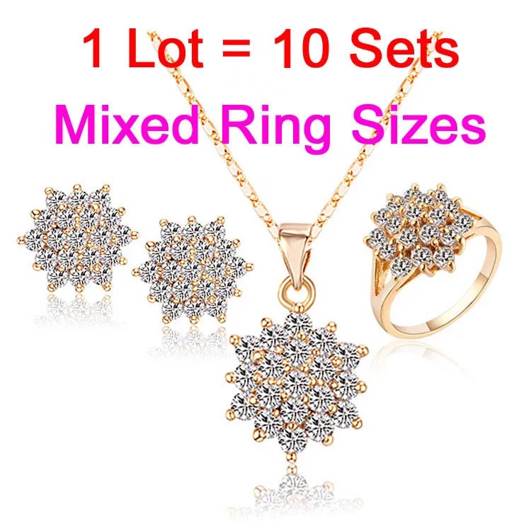 10Sets Mixed Sizes 10 компл./лот Африканский костюм, ювелирных изделий набор Для женщин Золотой Цепочки и ожерелья, подвеска, серьги, кольцо Bijoux Femme(украшения своими руками) Свадебные украшения S0278 - Окраска металла: 10Sets Mixed Sizes