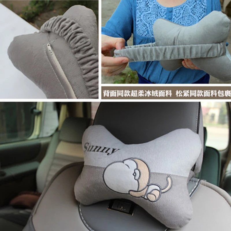 Новая зимняя пушистая Автомобильная подушка в виде кости Мультфильм автомобиль подголовник Подушка-обезьяна четыре сезона универсальные автомобильные товары