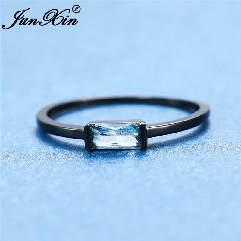 Изящное маленькое прямоугольный Хрустальный тонкое кольцо 925, серебряное, черное, золотое, красное, синее, каменное плетение, минималистические Свадебные Кольца для женщин