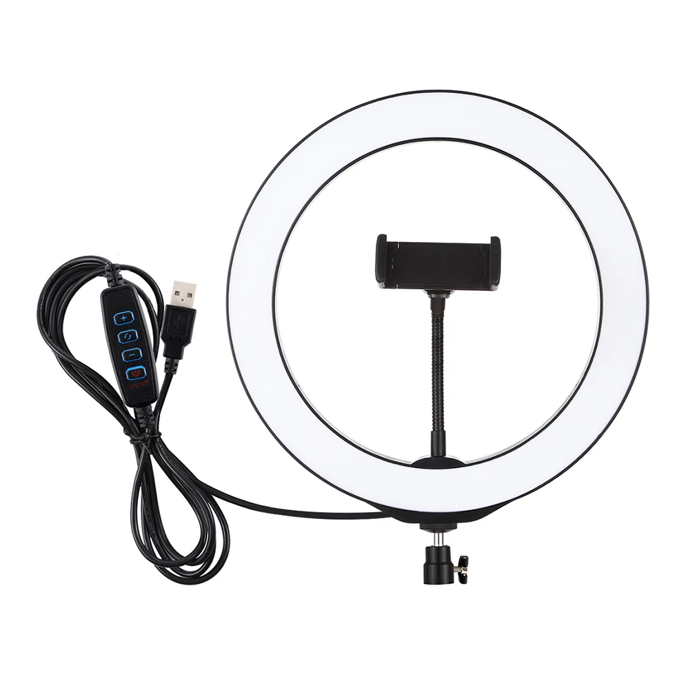 

Dimmable LED Selfie Ring Light with Tripod USB Selfie Light Ring Lamp Big Photography Ringlight with Stand for Cell Phone Studio