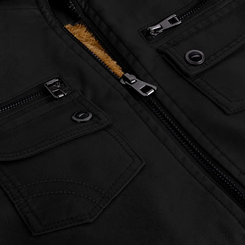 Роскошные кожаные куртки мужские осенние флисовые на молнии Chaqueta Cuero Hombre с карманами Moto Jaqueta Masculino Couro тонкое теплое пальто