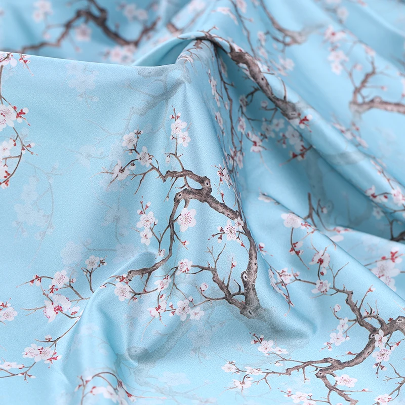 108 см широкая шелковая ткань сатин-стрейч метр печать китайская шелковая ткань сатин мягкая рубашка платье ткань шелковая ткань