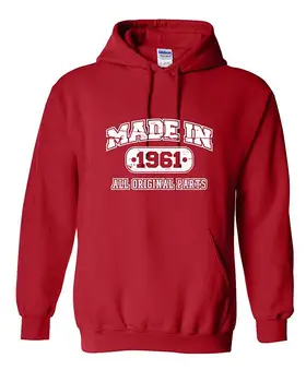 

57th Birthday Hoodie Made in 1961 Sweatshirt Mens Funny Hoodie XL Red Men Women Hoodie Sweatshirt
