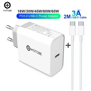 

18W 30W 45W 60W 65W USB-C Power Adapter 3A Cable,PD/QC3.0 Charger For xiaomi Huawei MacBook iPhone/iPad s9/10(and C-C cable)