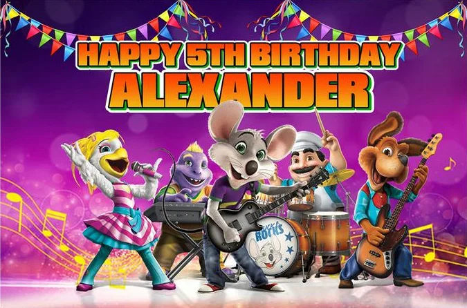 custom Chuck E Cheese party happy birthday baby child photo background photography backdrops quality vinyl