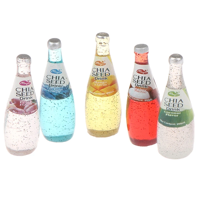 2/5Pcs 1:12 Doll House Fruit Drink Bottle Dollhouse Miniatures 1:12 Accessories Miniature Resin Toy