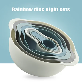 

8 Pcs/set Mixing Bowls Measuring Cups Set Nesting Bowls Stackable Sieve Strainer Colander for Salad Cooking Baking Tools