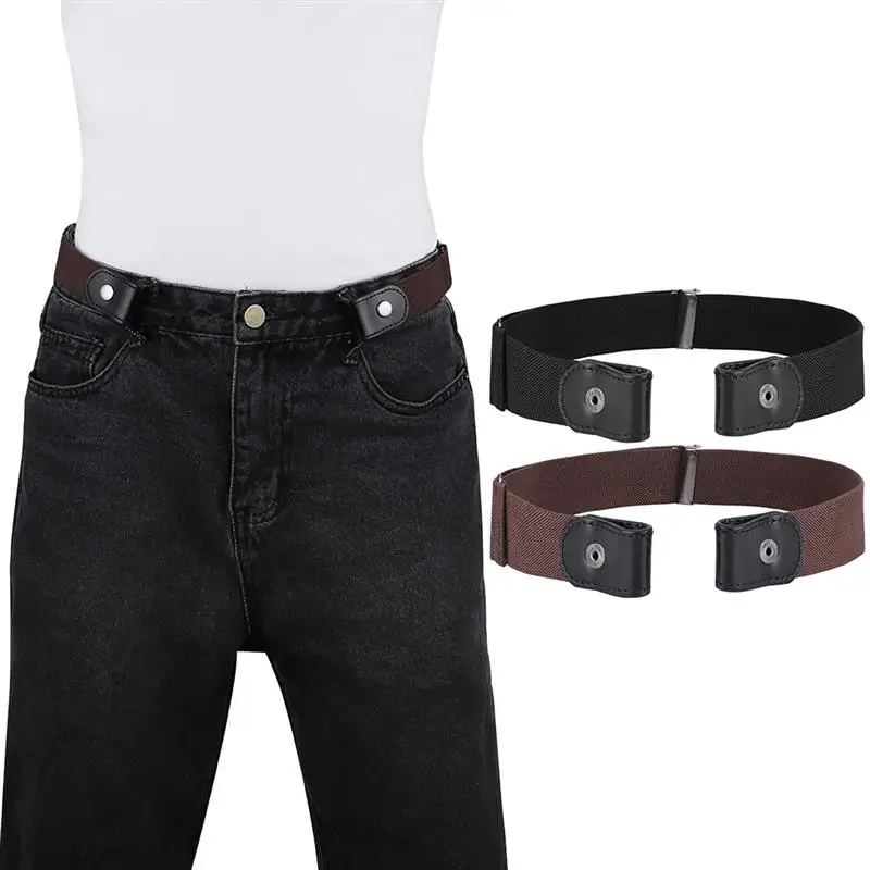 Belt Without Buckle Unisex waist Elastic stretch Jeans hidden Invisible Woven Fabric Traceless sewing fabric paste