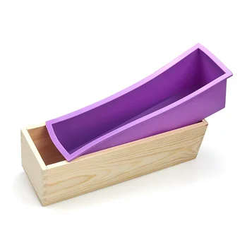 

Silicone Soap Molds Kit - 2 Pcs Flexible Rectangular Soap Silicone Mold with Wood Box for Soaps Making