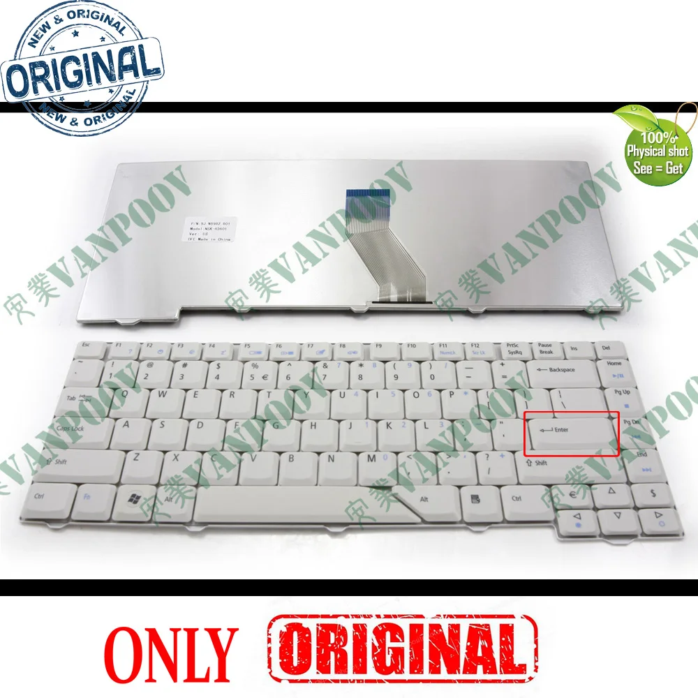 Новая клавиатура для ноутбуков Acer Aspire 4710 4220 4320 4520 4720 5300 5310 5720 5920 белый серый PK1301K0100