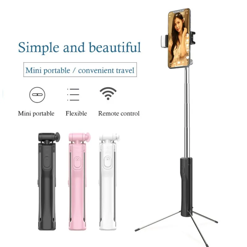 

Three Types Phone Selfie Stick Built-in Tripod Fill Light Portable Bluetooth Wireless Smartphone Holder