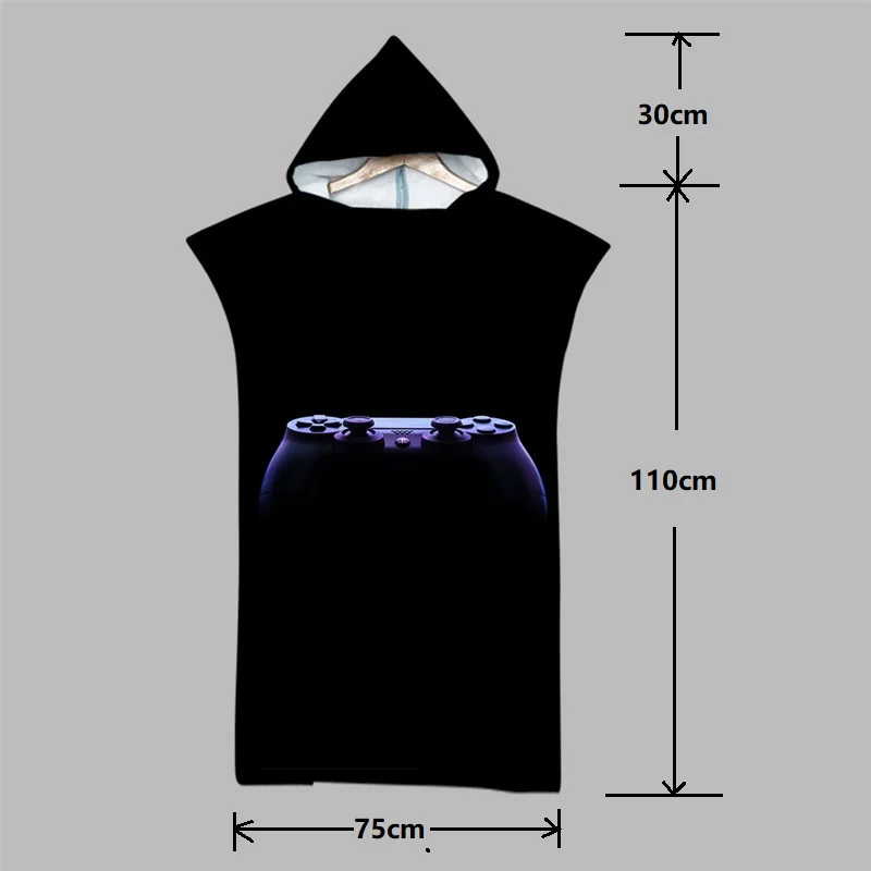 Beach Suit Microfiber Hood Beach Towel 3D Game Series Changing Robe Absorbent Surf Poncho Hooded Bath Towels for Adult Beachwear