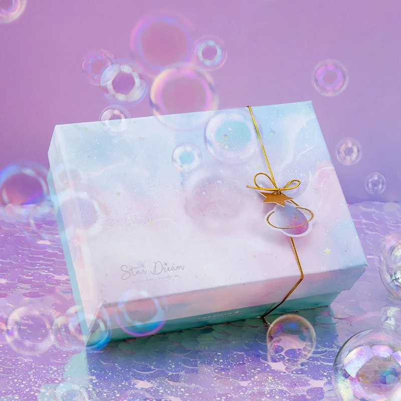 

Birthday Party favor large gift box packaging Gradient gift box set wedding gift bags with handles подарочная коробка cake box