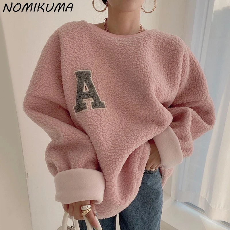 Корейский осенне-зимний теплый Свитшот Nomikuma из овечьей шерсти Повседневный