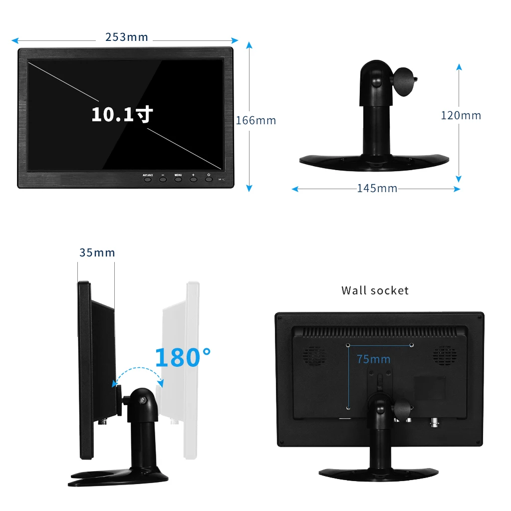  10.1 hdmi monitor 1920*1200 ips 16:9 VGA BNC usb AV for PC home TV CCTV medical industry microscope