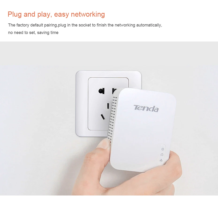 Tenda AV1000 1 пара гигабитный адаптер Powerline до 1000 Мбит/с PH3 Ethernet PLC Homeplug для