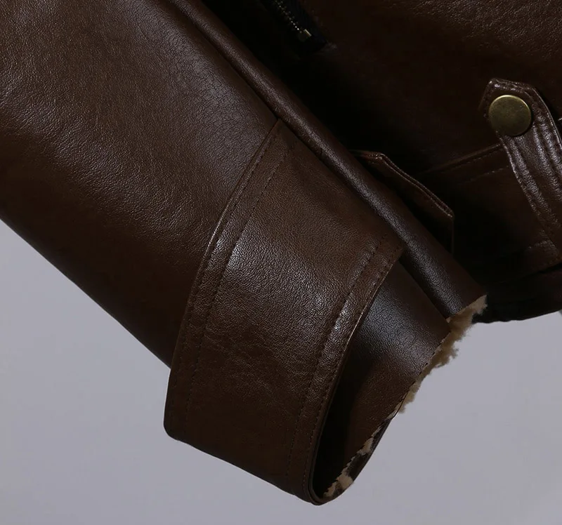 KIOVNO Men Winter Leather Jackets And Coats Fleece Thicken Jackets Outwear For Male Clothing Size S-3XL Windbreak (10)