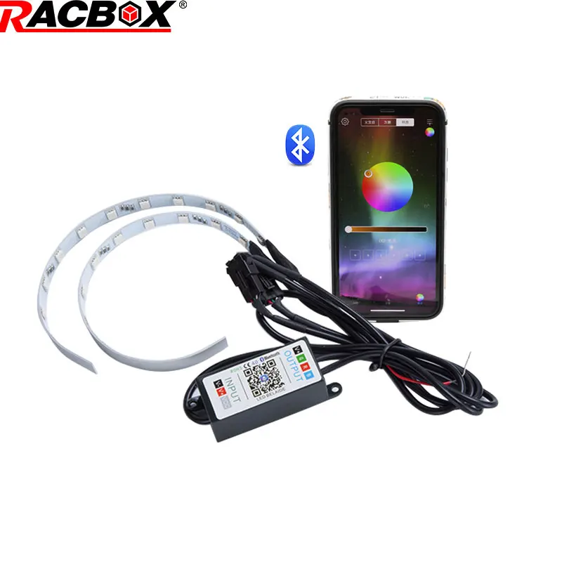 

Universal 2Pcs Auto RGB 360 Degree Halo Rings Devil Eyes App Remote Control headlight Led Demon Eyes For 3.0 inch Projector lens