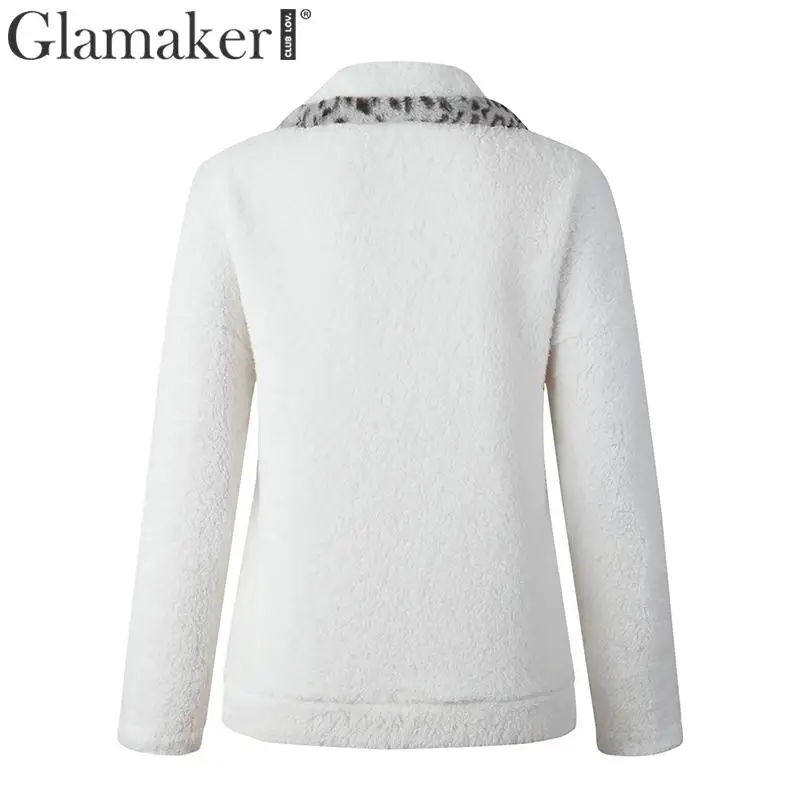 Glamaker лоскутное флисовое пальто с животным принтом для женщин с заниженным плечом с длинным рукавом и стоячим воротником пуловер женский Осень Зима толстовка