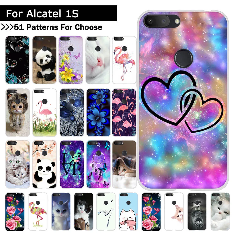 

For Alcatel 1S 2019 5.5 inch Cute Stylish Design Soft Phone Case Cute Painted TPU Silicone Back Cover Fundas for Alcatel 1S Case