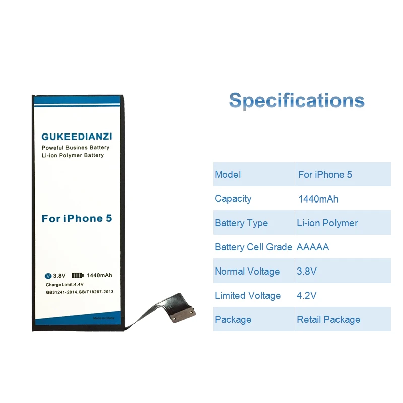 GUKEEDIANZI телефон батарея для iPhone 5 мобильный телефон замена 1440 мАч батарея для iPhone 5
