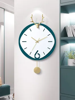 

New Designer Deer Pendulum Wall Watch Clock Home Decor for Living Room Kitchen Decoration Wooden Sticker Silent Merchanism 12"