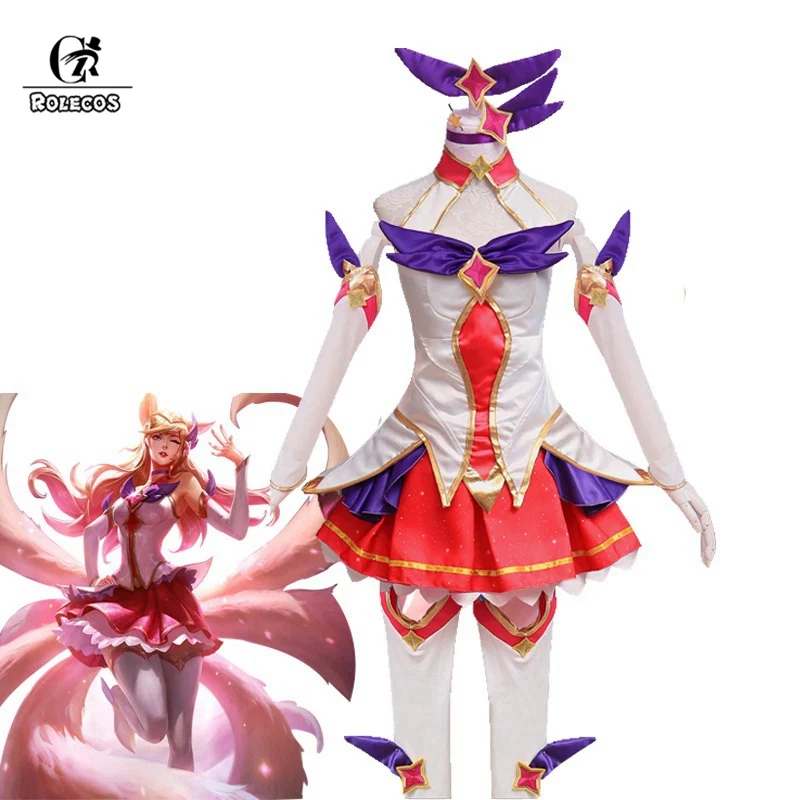 ROLECOS Star Guardian Косплей LOL Ари костюмы Magic Girl the 9 хвостый лиса косплей бренд Ahri Magica