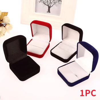 

Jewelry Storage Anti Dust Flocking Case Wedding Ring Box Display Engagement Gift Anniversary Solid Marry Square Scratchproof