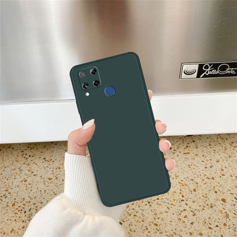 Luxury Straight Edge Square Liquid Silicone Phone Case For OPPO