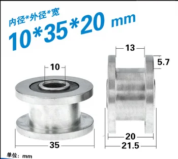 

2pcs 10*35*20mm H Groove Type Grooved Wheel Non-Standard Grooved Pulley Roller 6000-2RS Bearing Wheel Rolling Guide Wheel