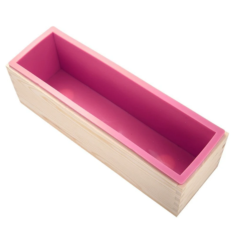 3 шт., прямоугольное мыло, набор форм, сделай сам, форма для тостов, силиконовая розовая коробка+ деревянная коробка, инструмент для выпечки(1,2 кг Объем мыла