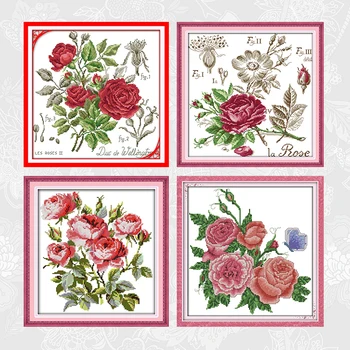 

Rose series Pattern DMC Counted Cross Stitch kit Printed on Canvas 11CT 14CT Chinese Needlework Embroidery Painting Crafts