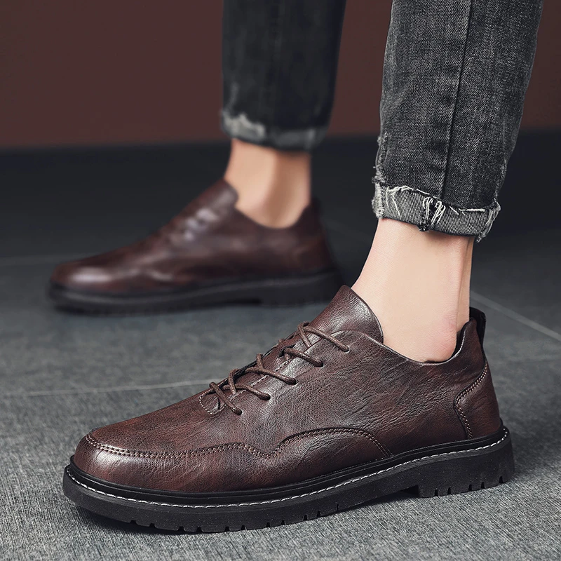 

New Men Dress Shoes Fashion Oxford Business Men Shoes Leather High Quality Soft Casual Breathable Men's Flats Slip-On Shoes *