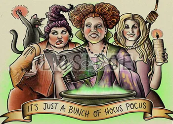 

IT' JUST A BUNCH OF HOCUS POCUS Tattoo Design Painting Wall Art Retro Kraft Poster Wall Sticker Barber Shop Home Decor