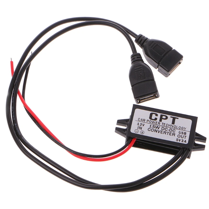 Преобразователь постоянного тока 12 В до 5 В 3 А двойной 2 USB для автоматического регулятора напряжения