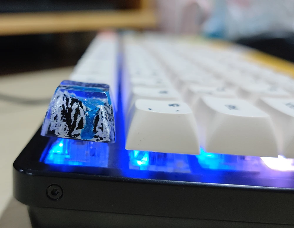 Customized Mount Fuji Snow Mountain Resin Keycaps For Cherry Switch Mechanical Keyboard SA R3 Profile Backlit Luminous Key Cap pink computer keyboard