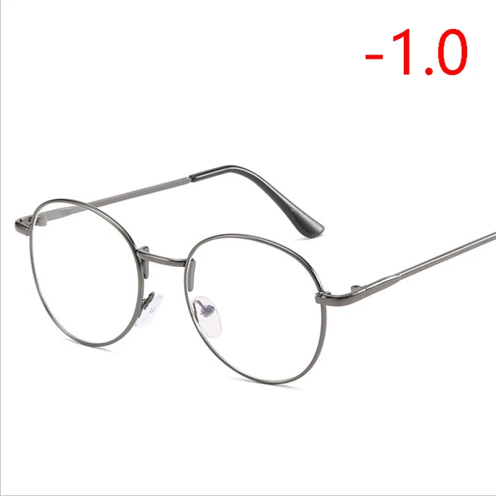 Ретро-очки для близоруких студентов, очки для близоруких женщин, металлическая Золотая оправа, мужские очки для близоруких, по рецепту-1,0-1,5-4,0 - Цвет оправы: Myopia 100