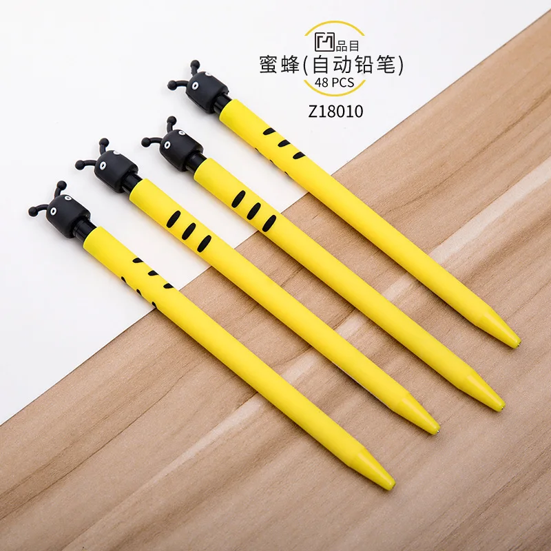 4 филиала/лот милый маленький пчела мягкий пластиковый механический карандаш Kawaii 0,5 мм письменная ручка 2B твердость грифеля карандаш, Канцтовары для учащихся